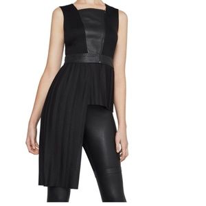 BCBG Maxazria Pleather-Trimmed Asymmetrical Top Size XXS